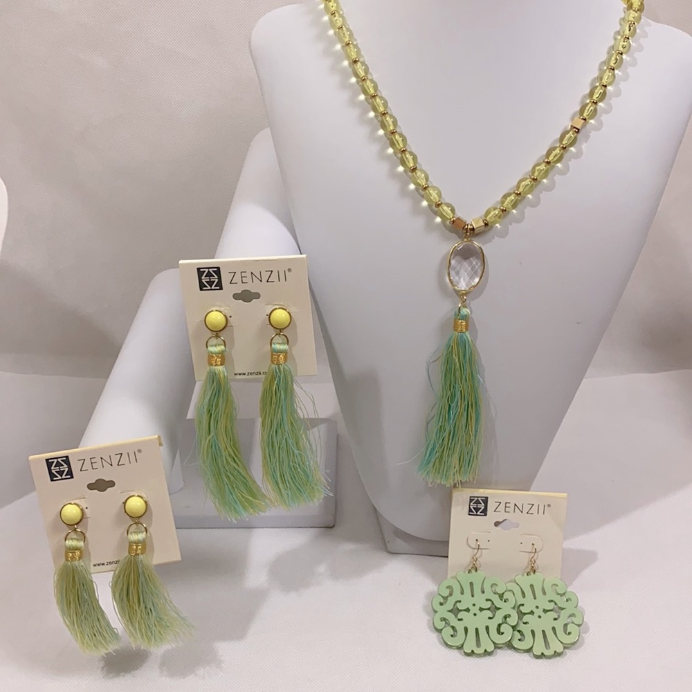 Set of NWT Zenzii 3 Earrings and 1 Necklace